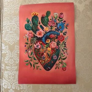 NEW had sewn on canvas heart, 12x8 inches